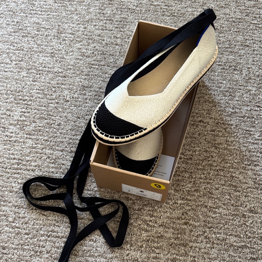 Rothy's Espadrilles Black and Cream